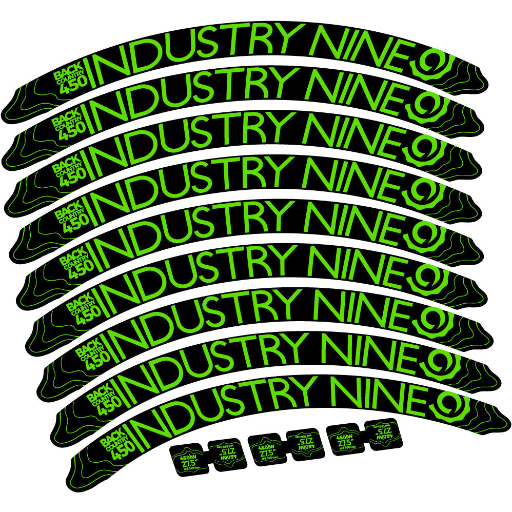 Adesivi Cerchi MTB Industry Nine Back Country 450 in vinile - Verde Mela