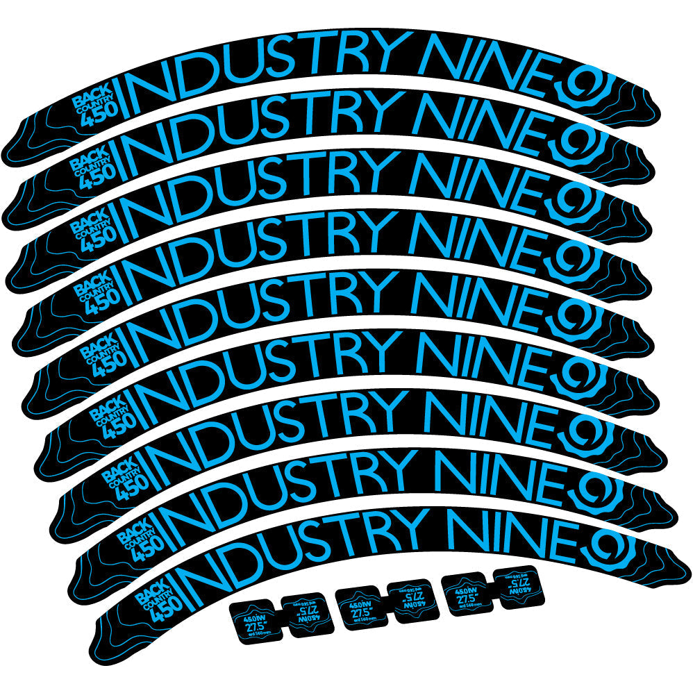Adesivi Cerchi MTB Industry Nine Back Country 450 in vinile - Azzurro Cielo