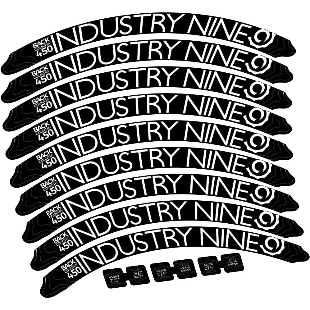 Adesivi Cerchi MTB Industry Nine Back Country 450 in vinile - Bianco