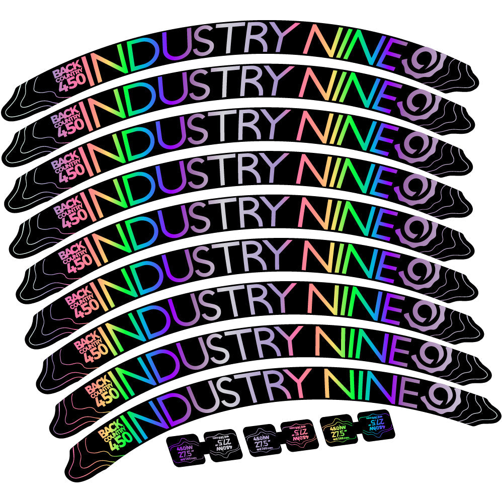 Adesivi Cerchi MTB Industry Nine Back Country 450 in vinile - Olografico