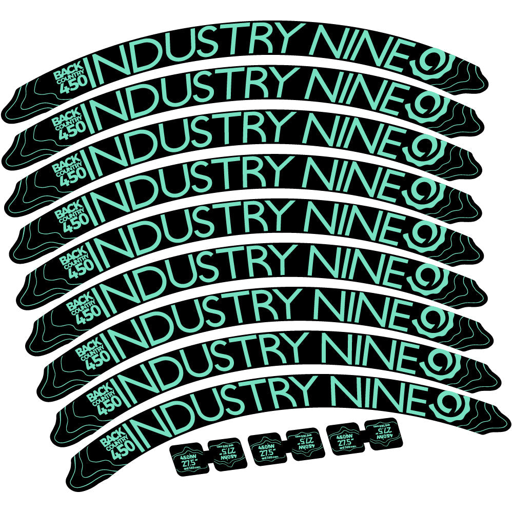 Adesivi Cerchi MTB Industry Nine Back Country 450 in vinile - Verde Menta