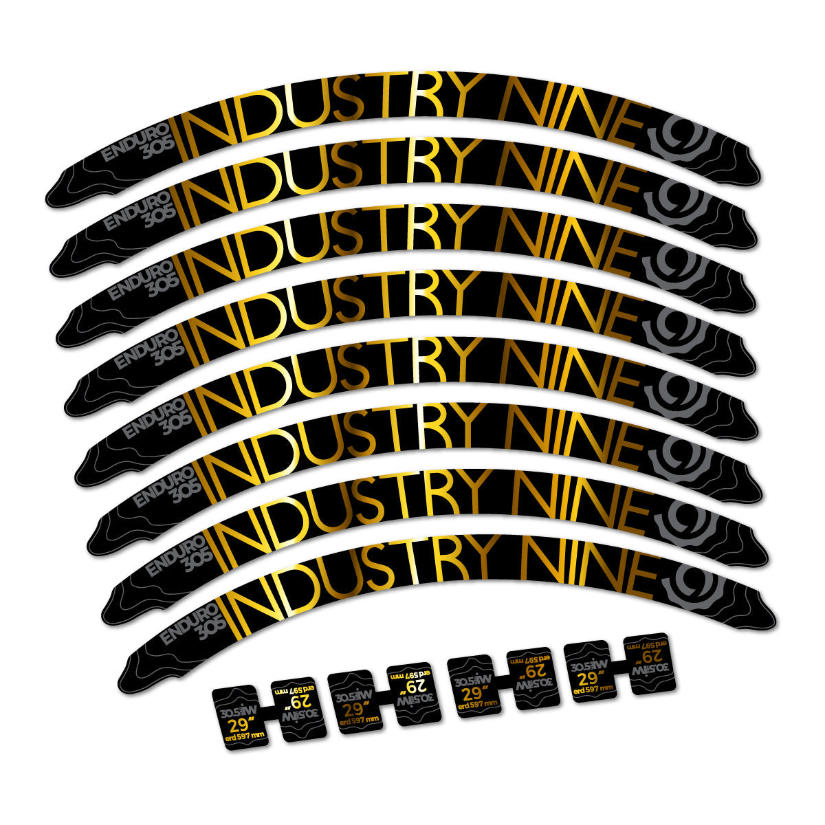 Adesivi Cerchi MTB Industry Nine Enduro 305 2018 29" in vinile - Oro Cromato