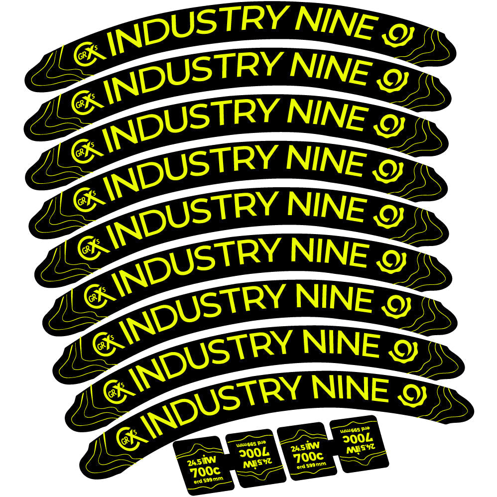 Adesivi Cerchi MTB Industry Nine GRCX in vinile - Giallo Neon