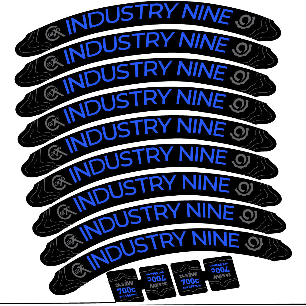 Adesivi Cerchi MTB Industry Nine GRCX in vinile - Blu Medio