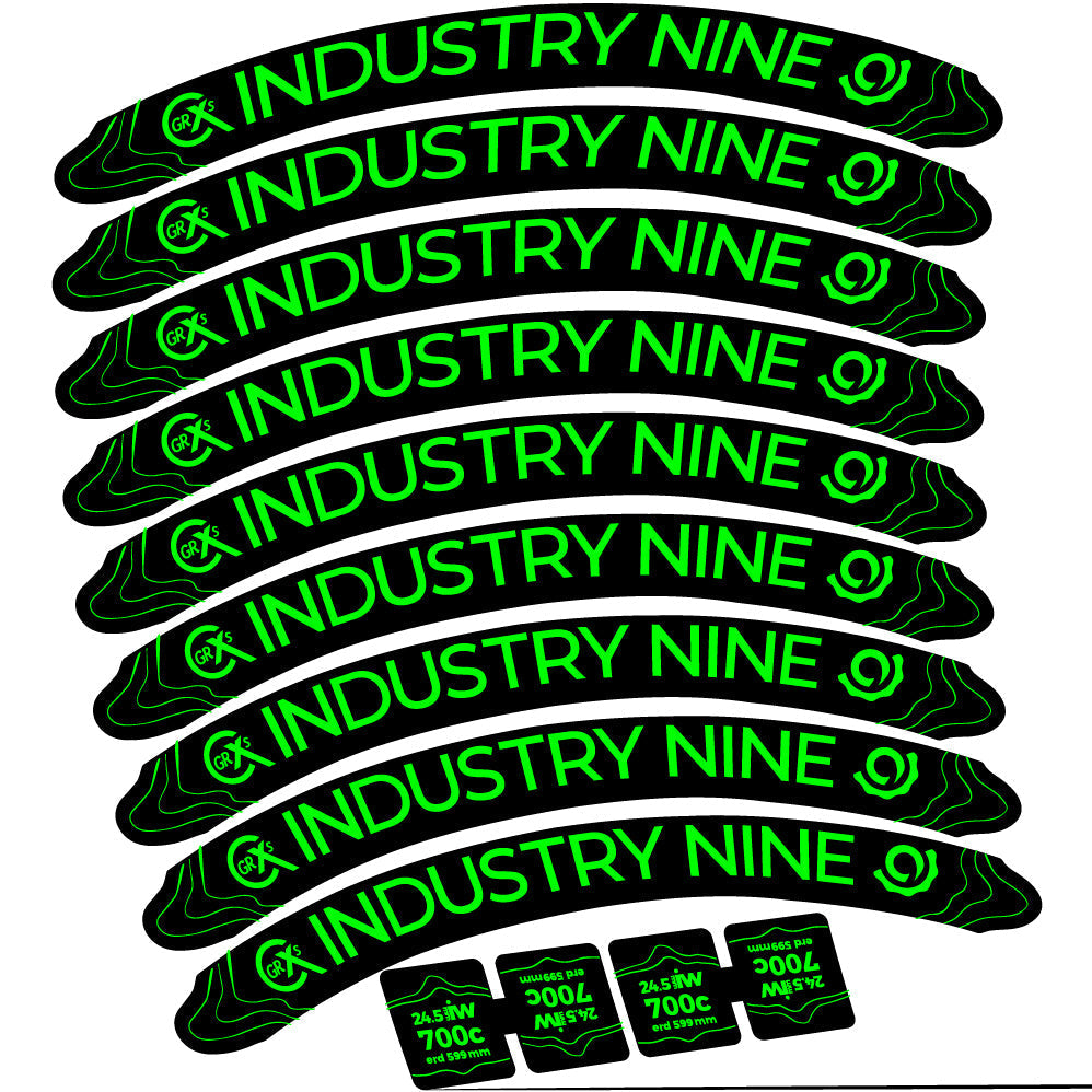 Adesivi Cerchi MTB Industry Nine GRCX in vinile - Verde Neon