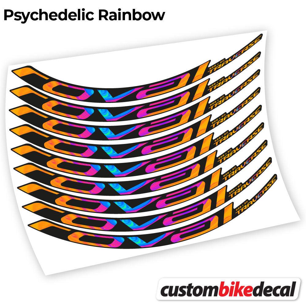 Adesivi Cerchi MTB Roval Traverse Carbon 2021 in vinile - Arcobaleno Psichedelico