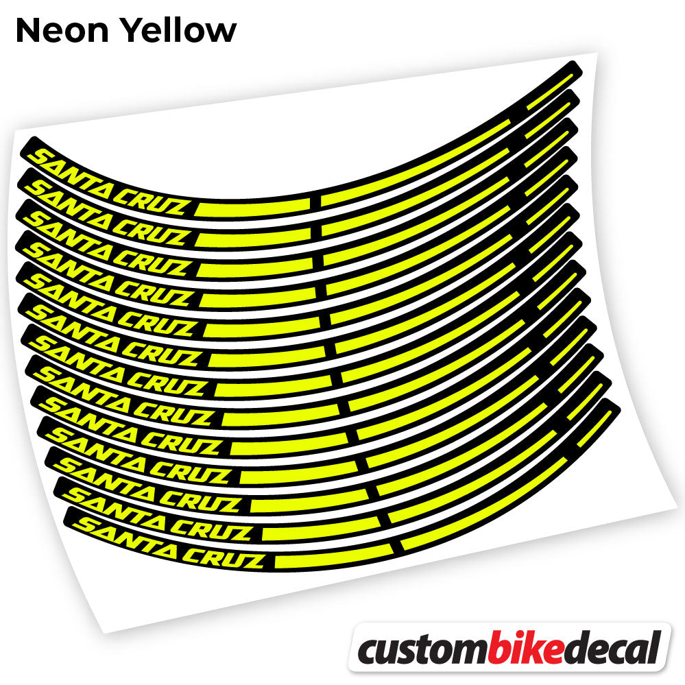 Adesivi Cerchi MTB Santa Cruz Bikes in vinile - Giallo Neon