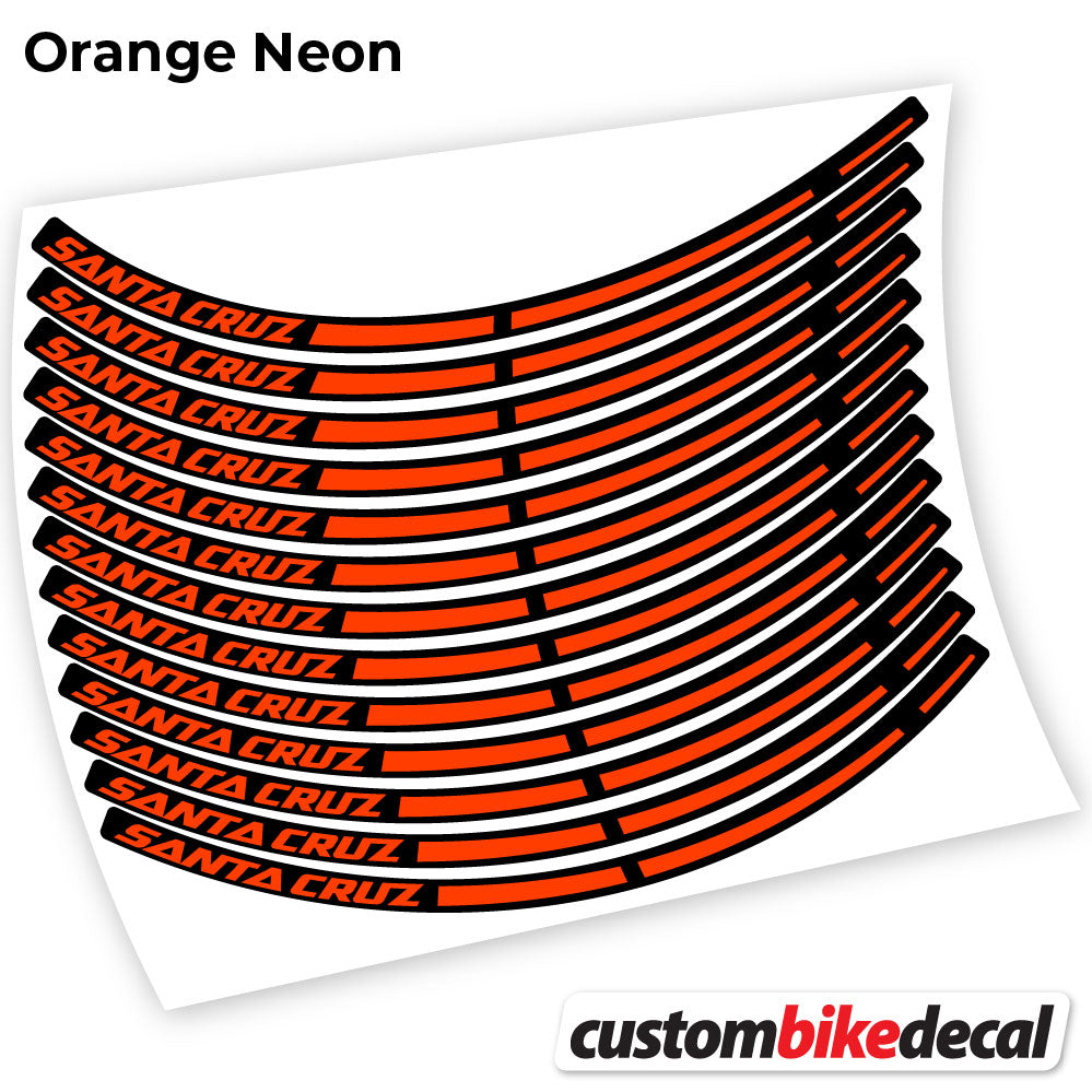 Adesivi Cerchi MTB Santa Cruz Bikes in vinile - Arancione Neon