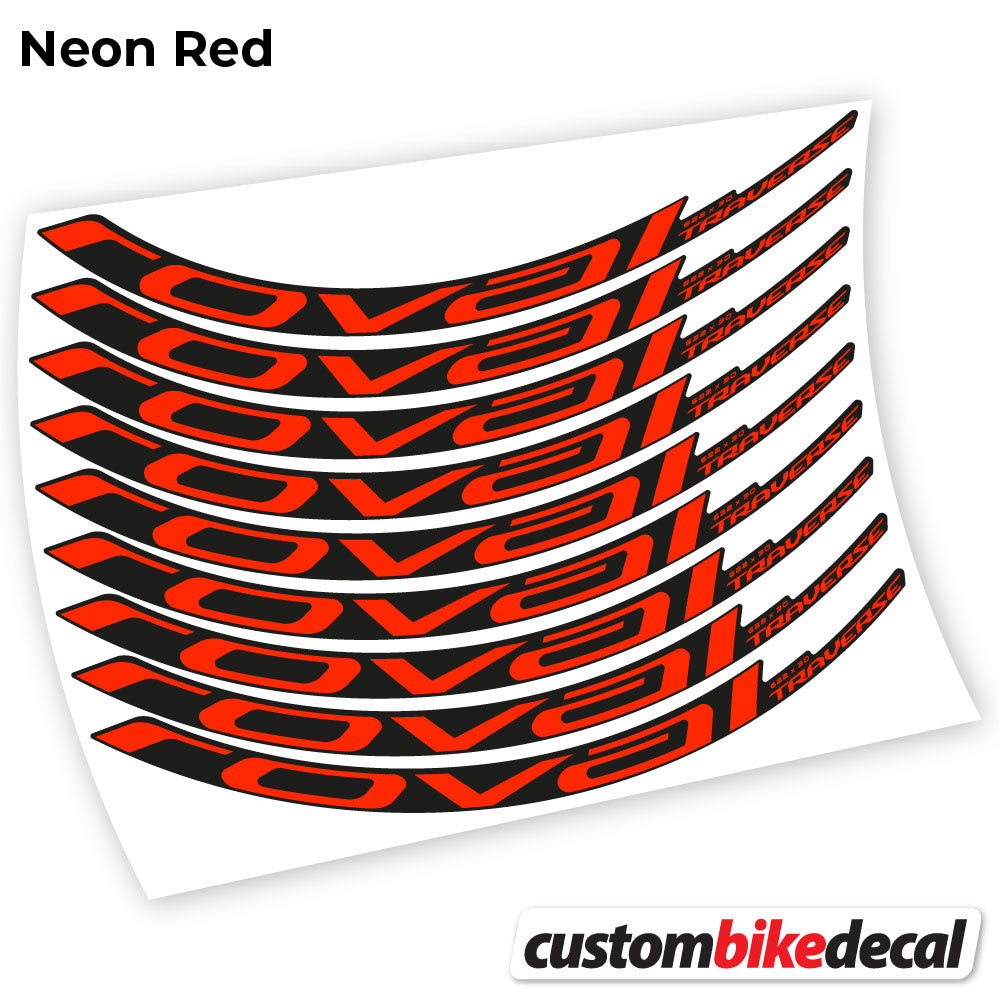 Adesivi Cerchi MTB Roval Traverse Carbon 2021 in vinile - Rosso Neon