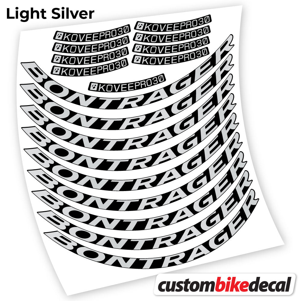 Adesivi Cerchi MTB Bontrager Kovee PRO 30 in vinile - Argento Chiaro