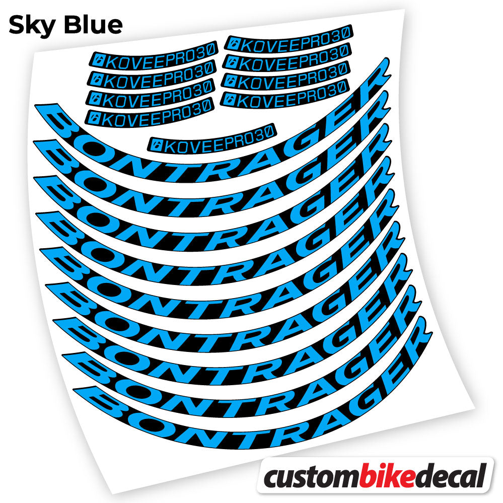 Adesivi Cerchi MTB Bontrager Kovee PRO 30 in vinile - Azzurro Cielo