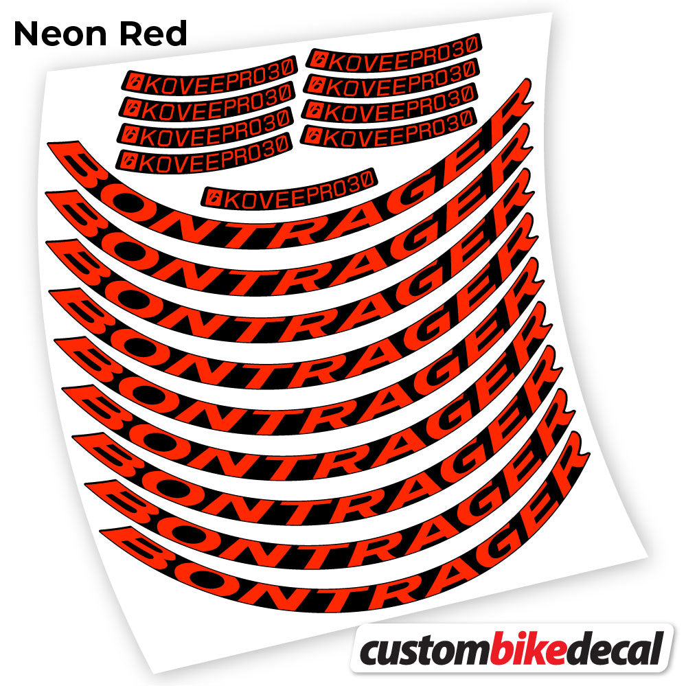 Adesivi Cerchi MTB Bontrager Kovee PRO 30 in vinile - Rosso Neon