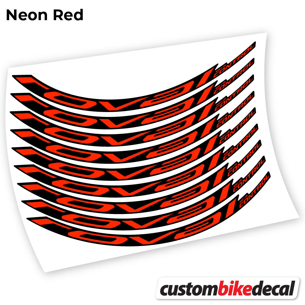 Adesivi Cerchi MTB Roval Control Carbon 2021 in vinile - Rosso Neon