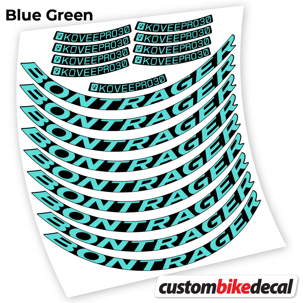 Adesivi Cerchi MTB Bontrager Kovee PRO 30 in vinile - Verde Acqua