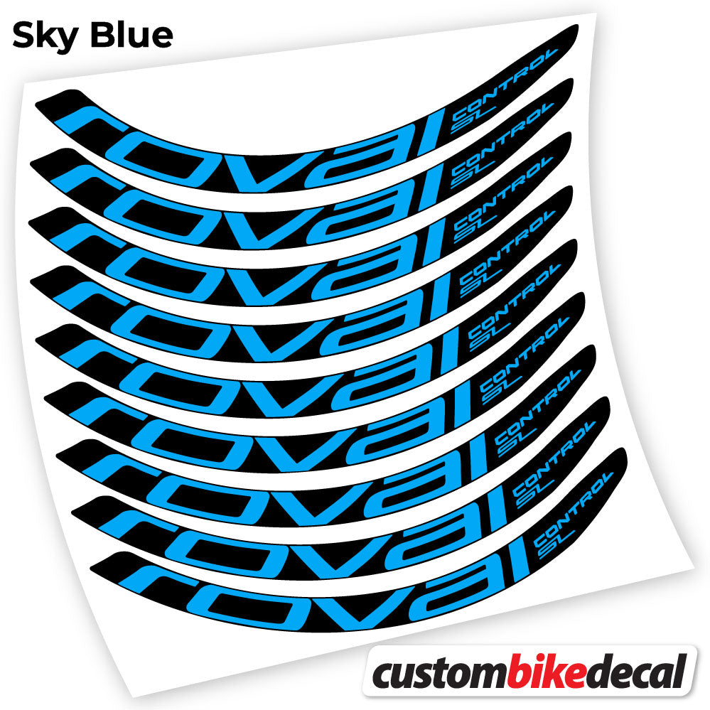 Adesivi Cerchi MTB Roval Control SL in vinile - Azzurro Cielo