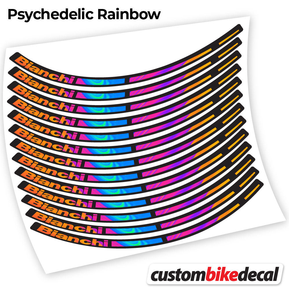 Adesivi Cerchi MTB Bianchi in vinile - Arcobaleno Psichedelico