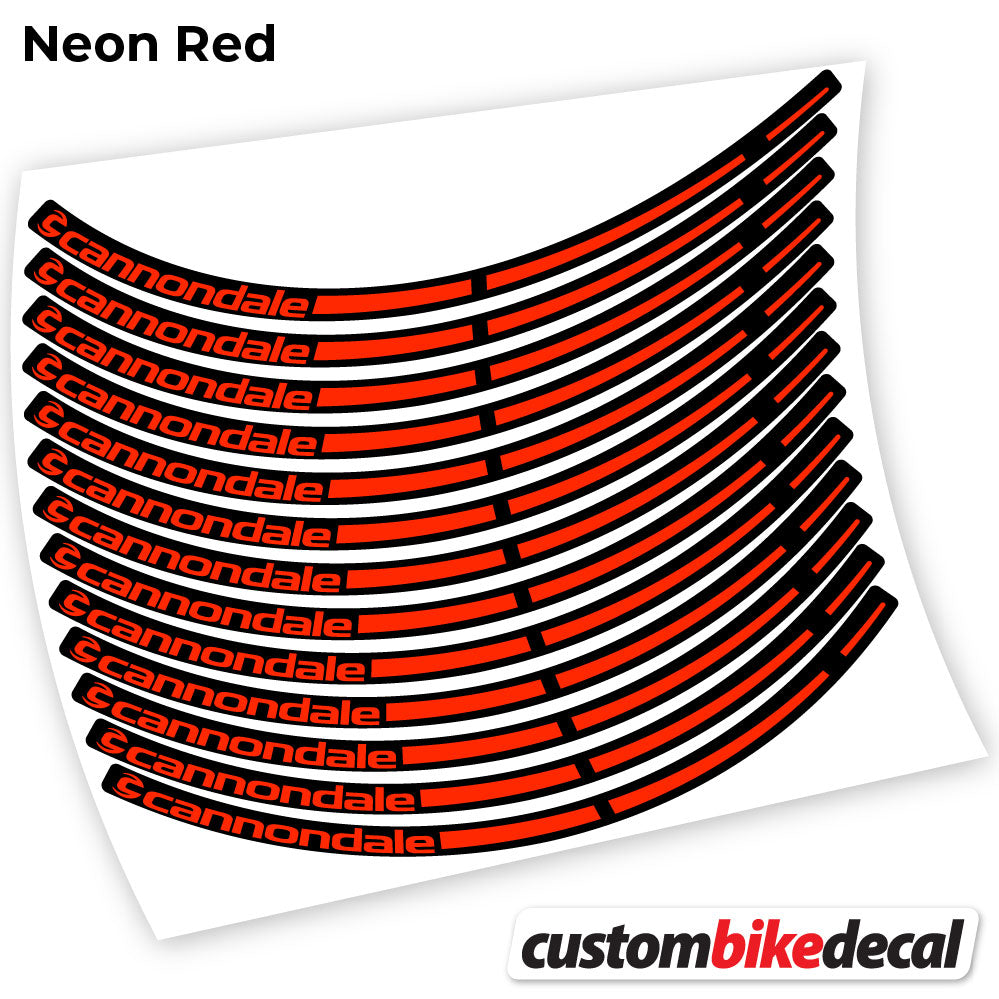 Adesivi Cerchi MTB cannondale in vinile - Rosso Neon