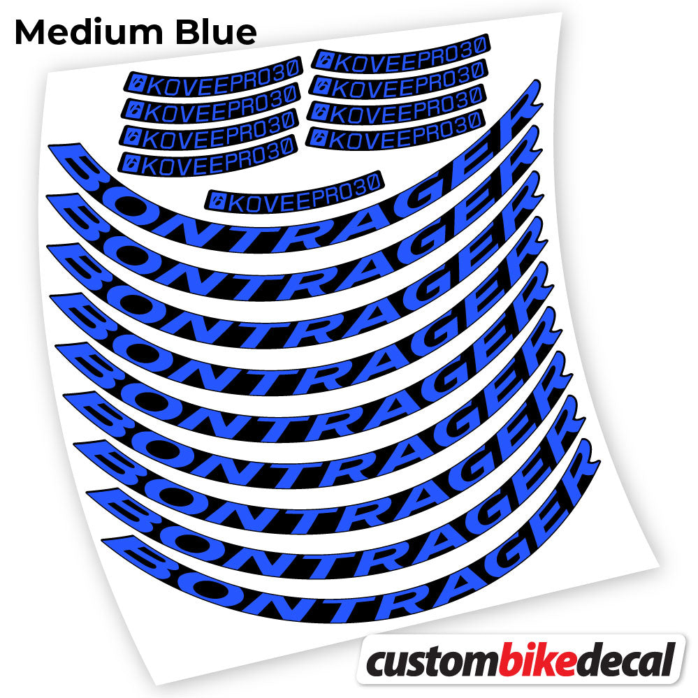 Adesivi Cerchi MTB Bontrager Kovee PRO 30 in vinile - Blu Medio