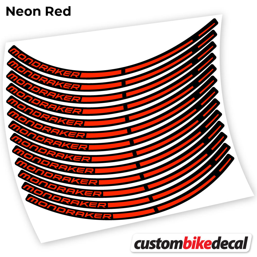 Adesivi Cerchi MTB Mondraker 29" in vinile - Rosso Neon