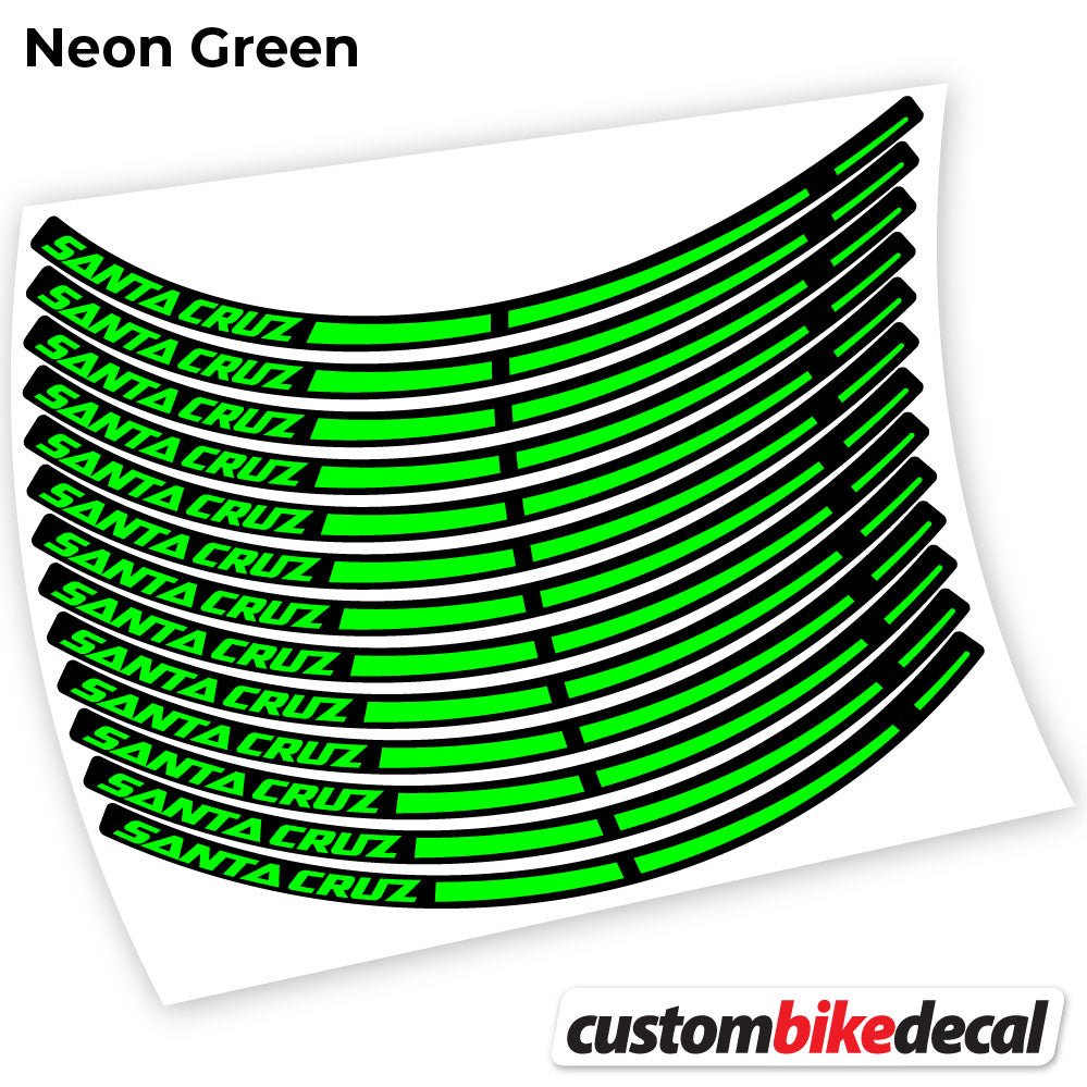 Adesivi Cerchi MTB Santa Cruz Bikes in vinile - Verde Neon