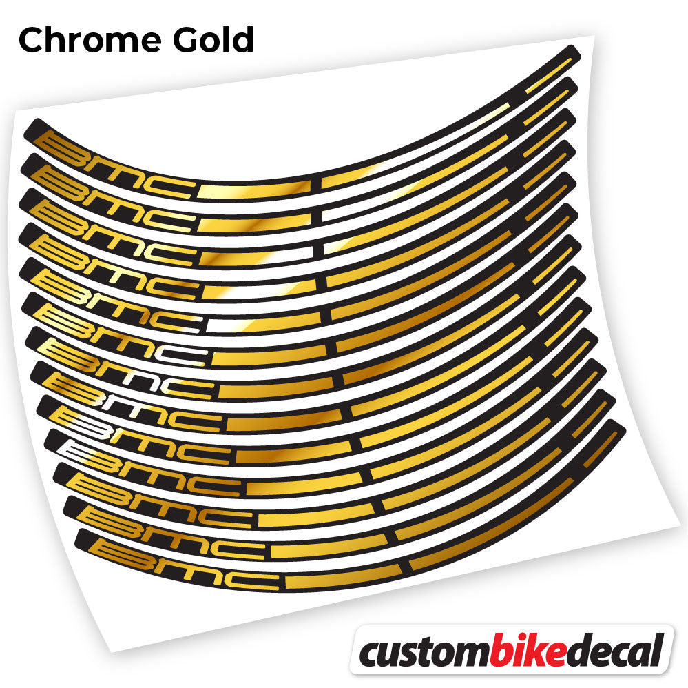 Adesivi Cerchi MTB BMC in vinile - Oro Cromato