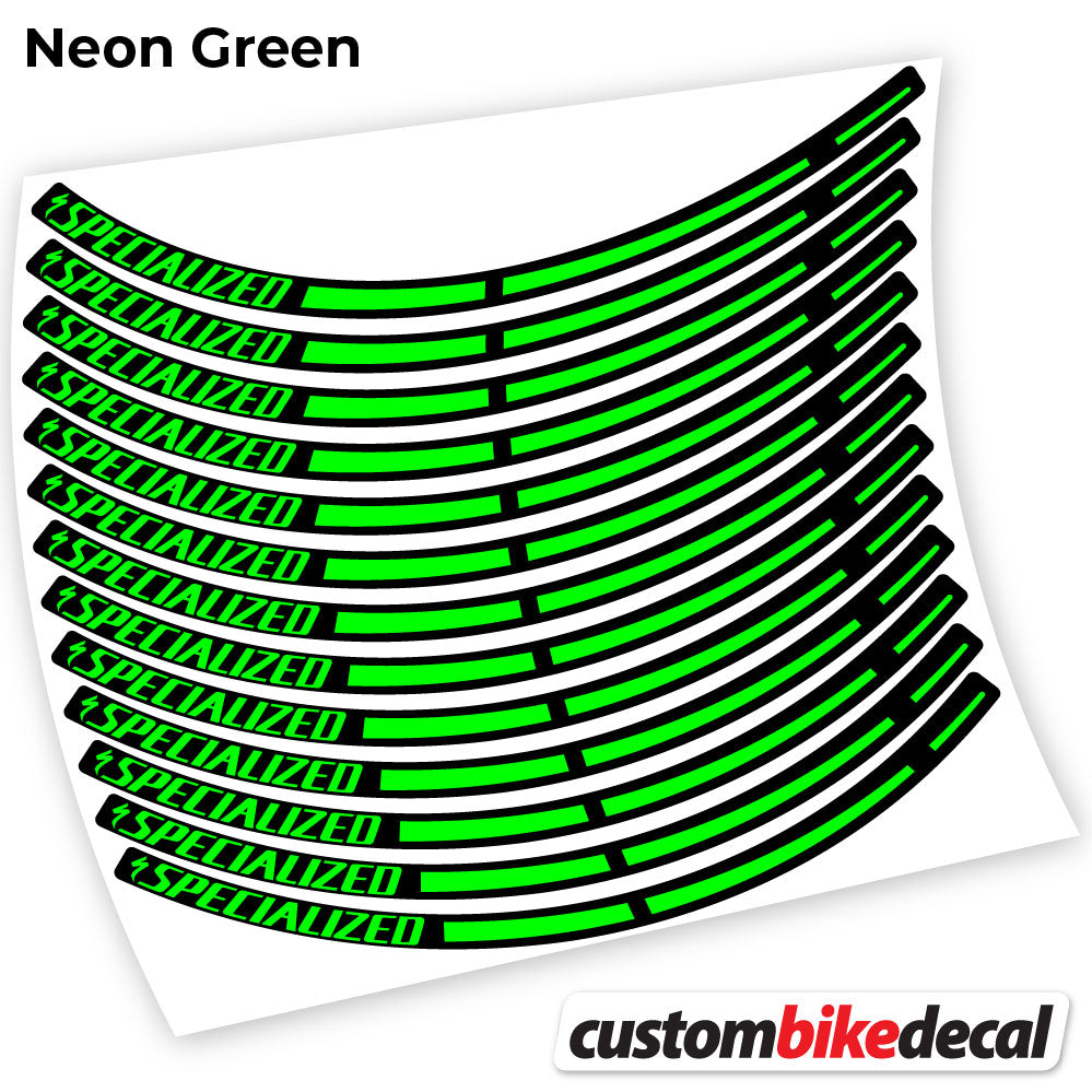 Adesivi Cerchi MTB Specialized in vinile - Verde Neon