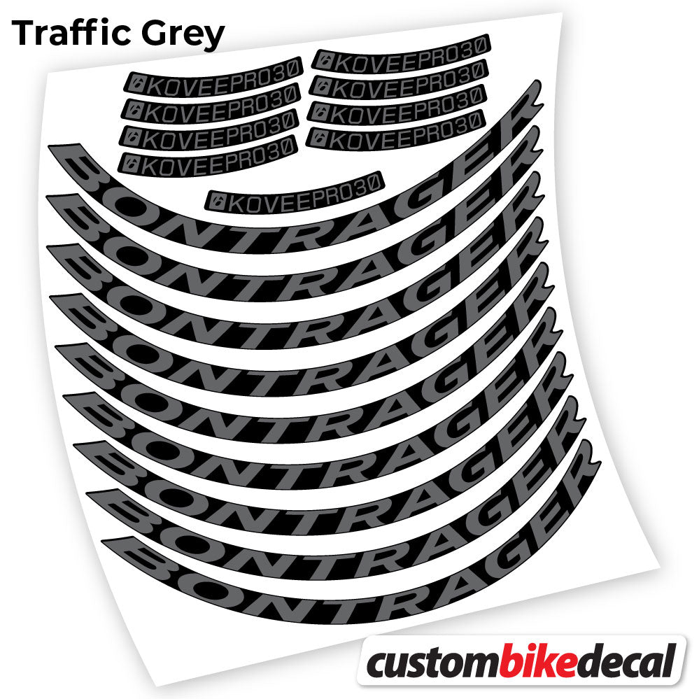 Adesivi Cerchi MTB Bontrager Kovee PRO 30 in vinile - Grigio Traffico
