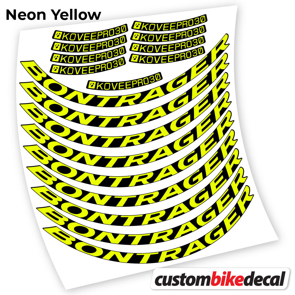 Adesivi Cerchi MTB Bontrager Kovee PRO 30 in vinile - Giallo Neon