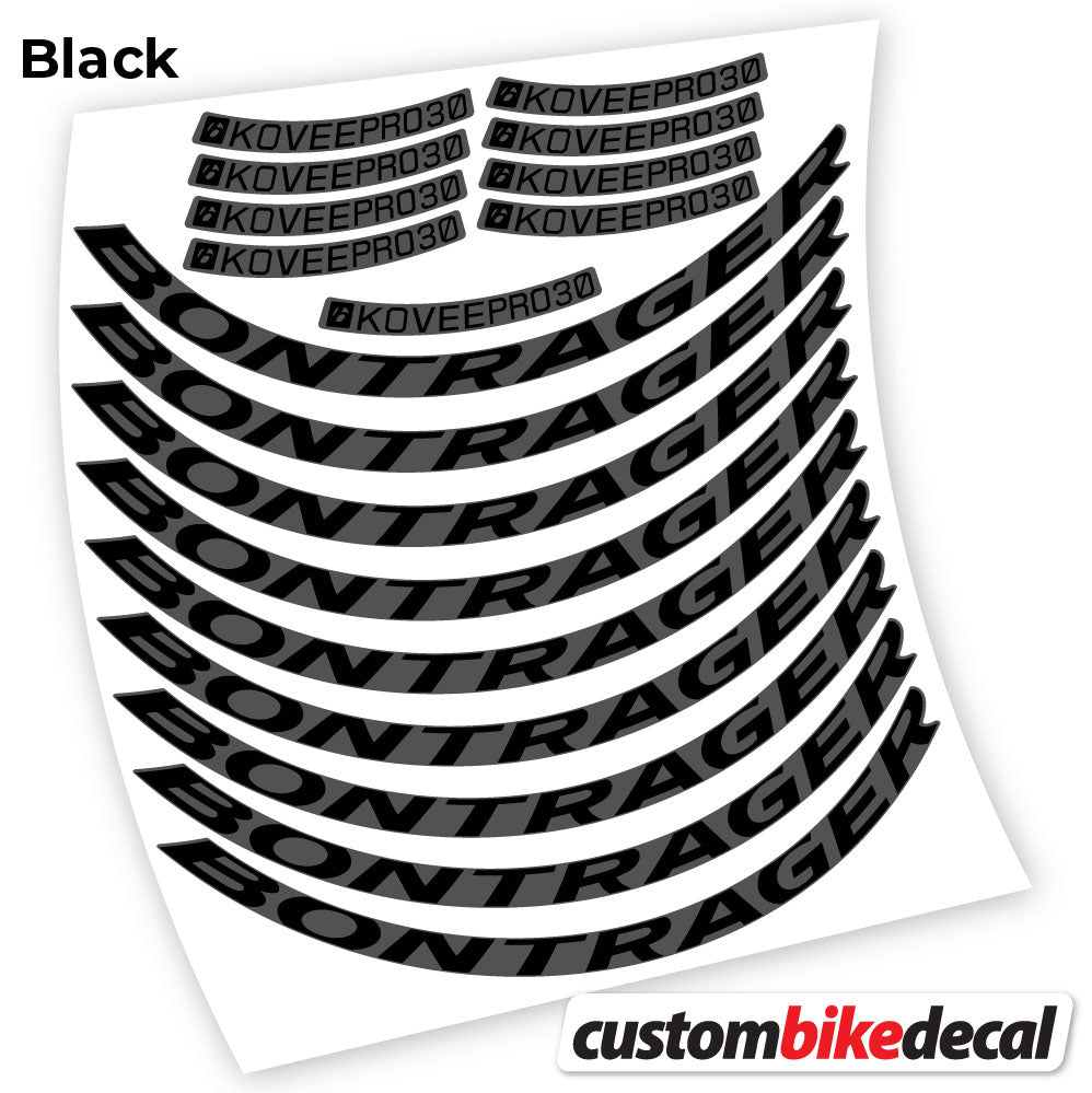 Adesivi Cerchi MTB Bontrager Kovee PRO 30 in vinile - Nero Opaco+Nero Lucido
