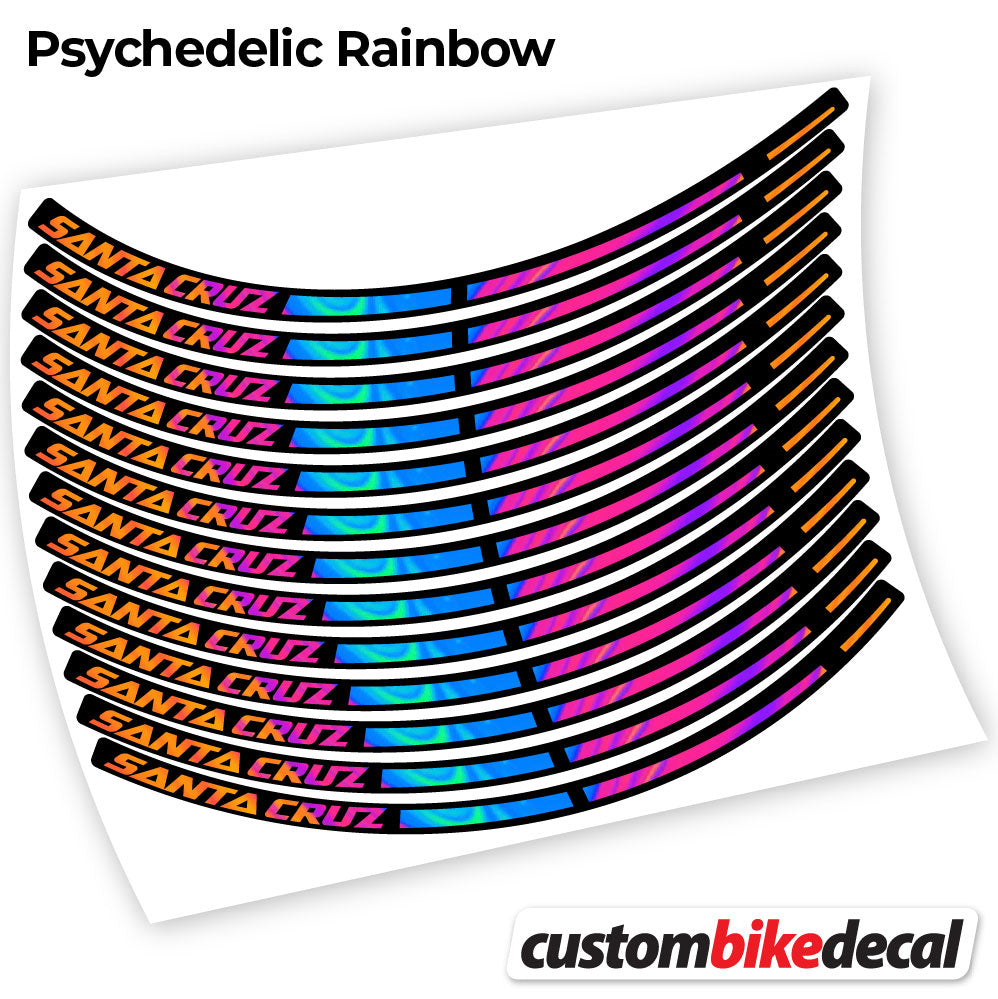 Adesivi Cerchi MTB Santa Cruz Bikes in vinile - Arcobaleno Psichedelico