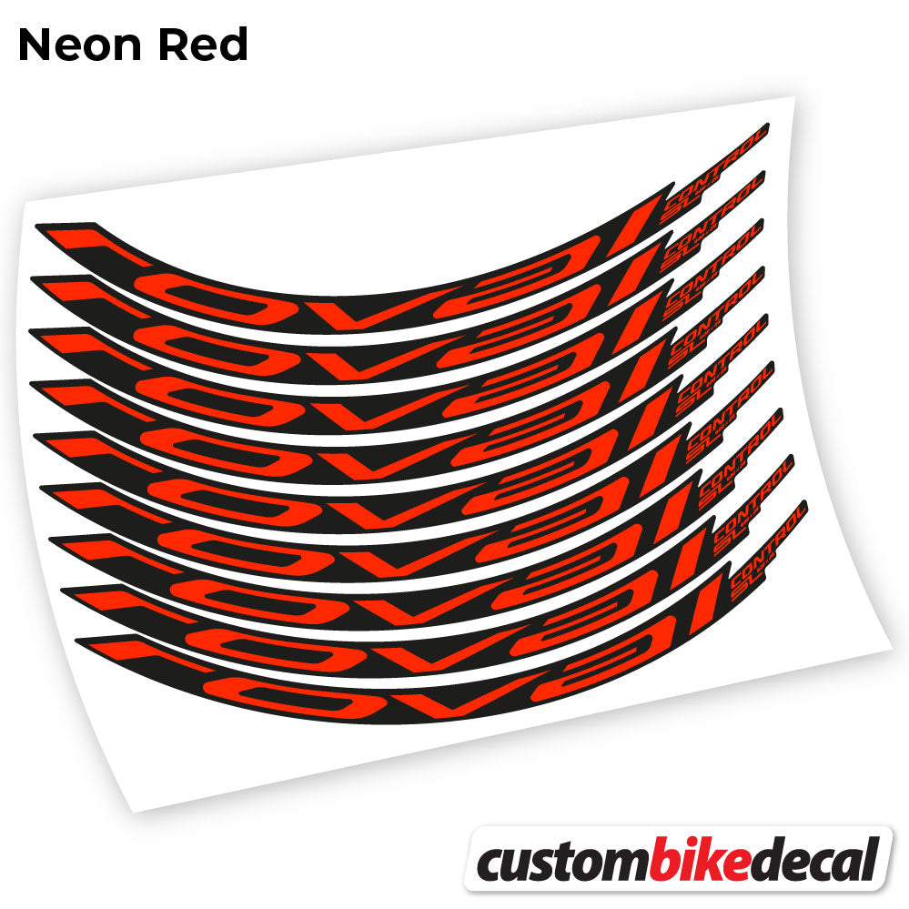 Adesivi Cerchi MTB Roval Control SL 2021 in vinile - Rosso Neon