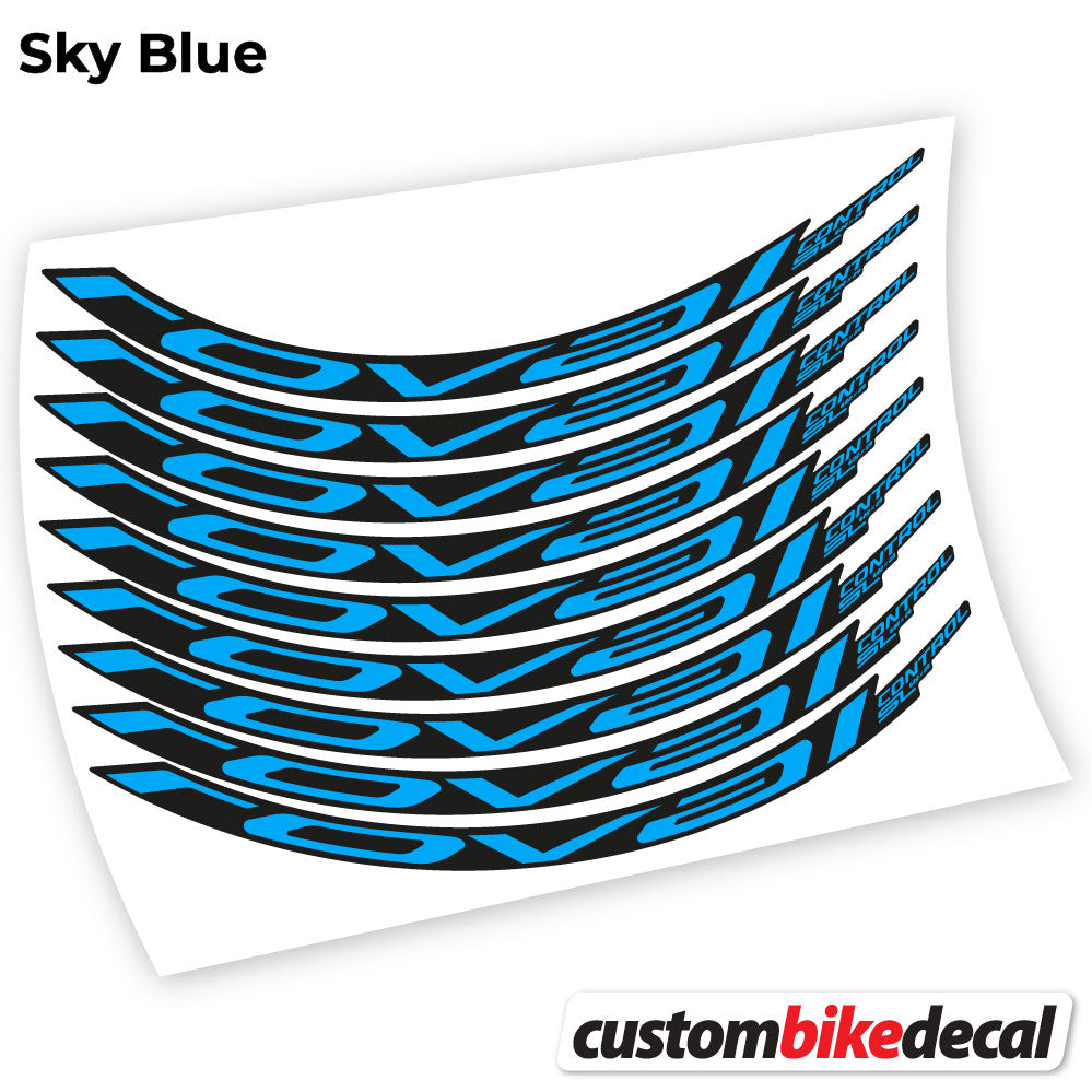 Adesivi Cerchi MTB Roval Control SL 2021 in vinile - Azzurro Cielo