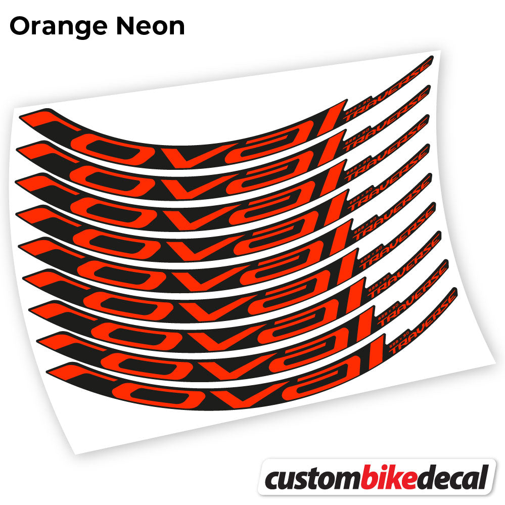 Adesivi Cerchi MTB Roval Traverse Carbon 2021 in vinile - Arancione Neon