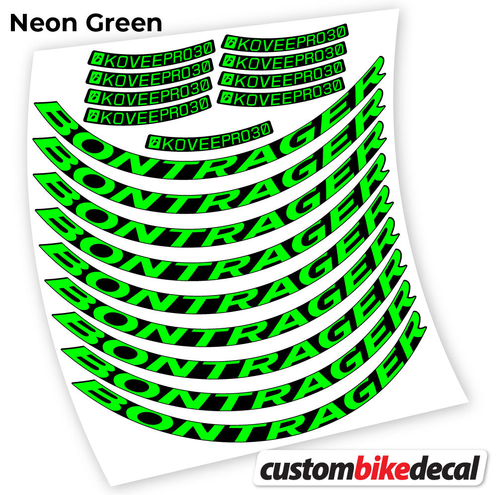 Adesivi Cerchi MTB Bontrager Kovee PRO 30 in vinile - Verde Neon