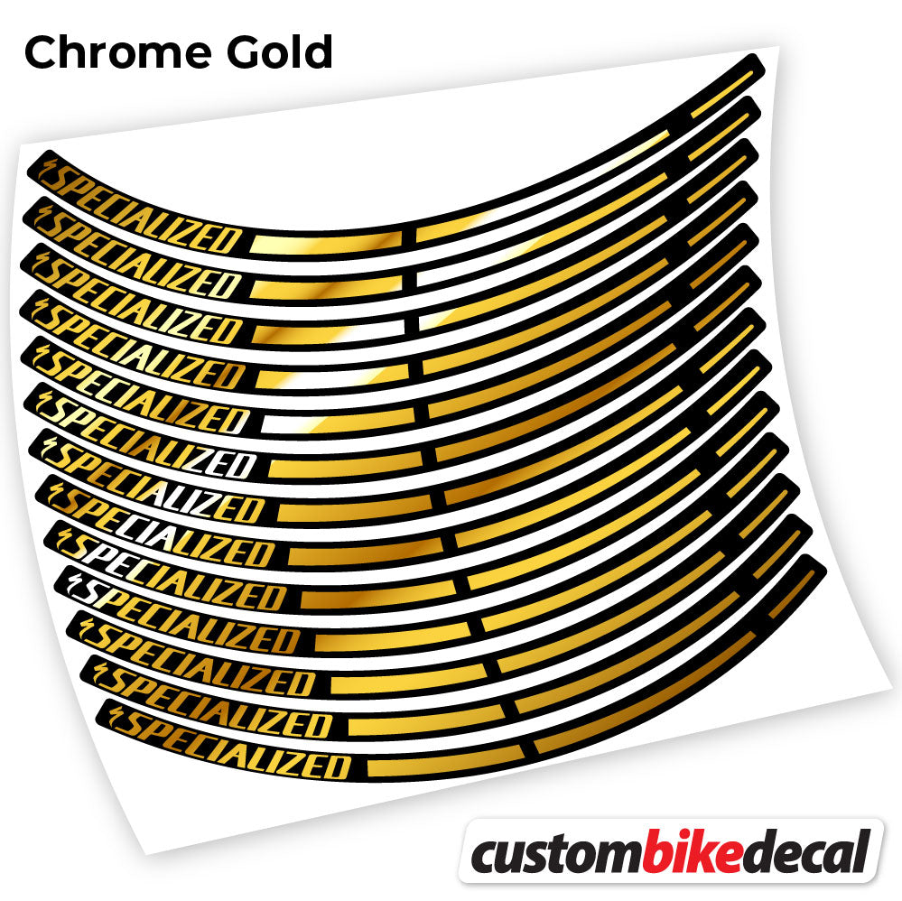 Adesivi Cerchi MTB Specialized in vinile - Oro Cromato