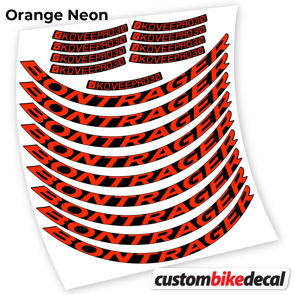 Adesivi Cerchi MTB Bontrager Kovee PRO 30 in vinile - Arancione Neon