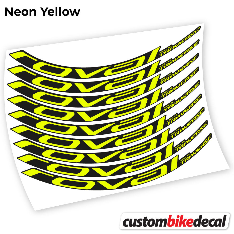 Adesivi Cerchi MTB Roval Traverse Carbon 2021 in vinile - Giallo Neon