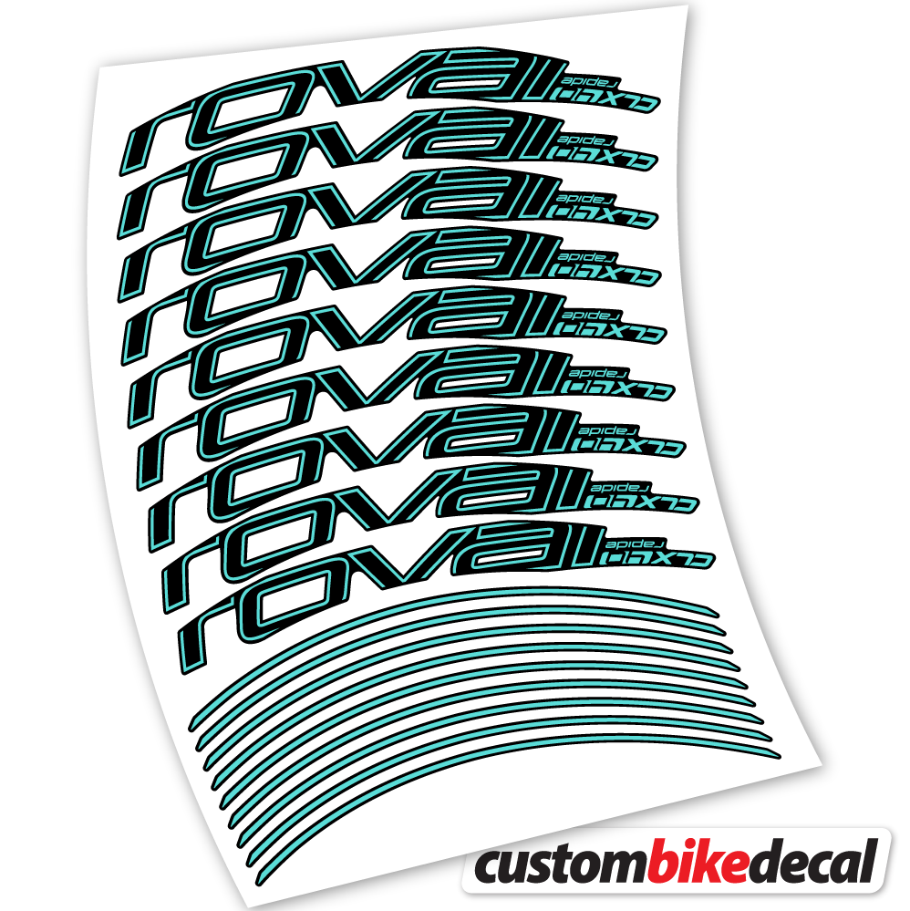 Adesivi Cerchi Bici da Corsa Roval Rapide CLX40 Track brake 40 mm in vinile - Verde Acqua