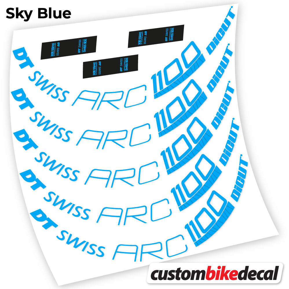 Adesivi Cerchi Bici da Corsa DT Swiss ARC 1100 Dicut 80 80 mm in vinile - Azzurro Cielo