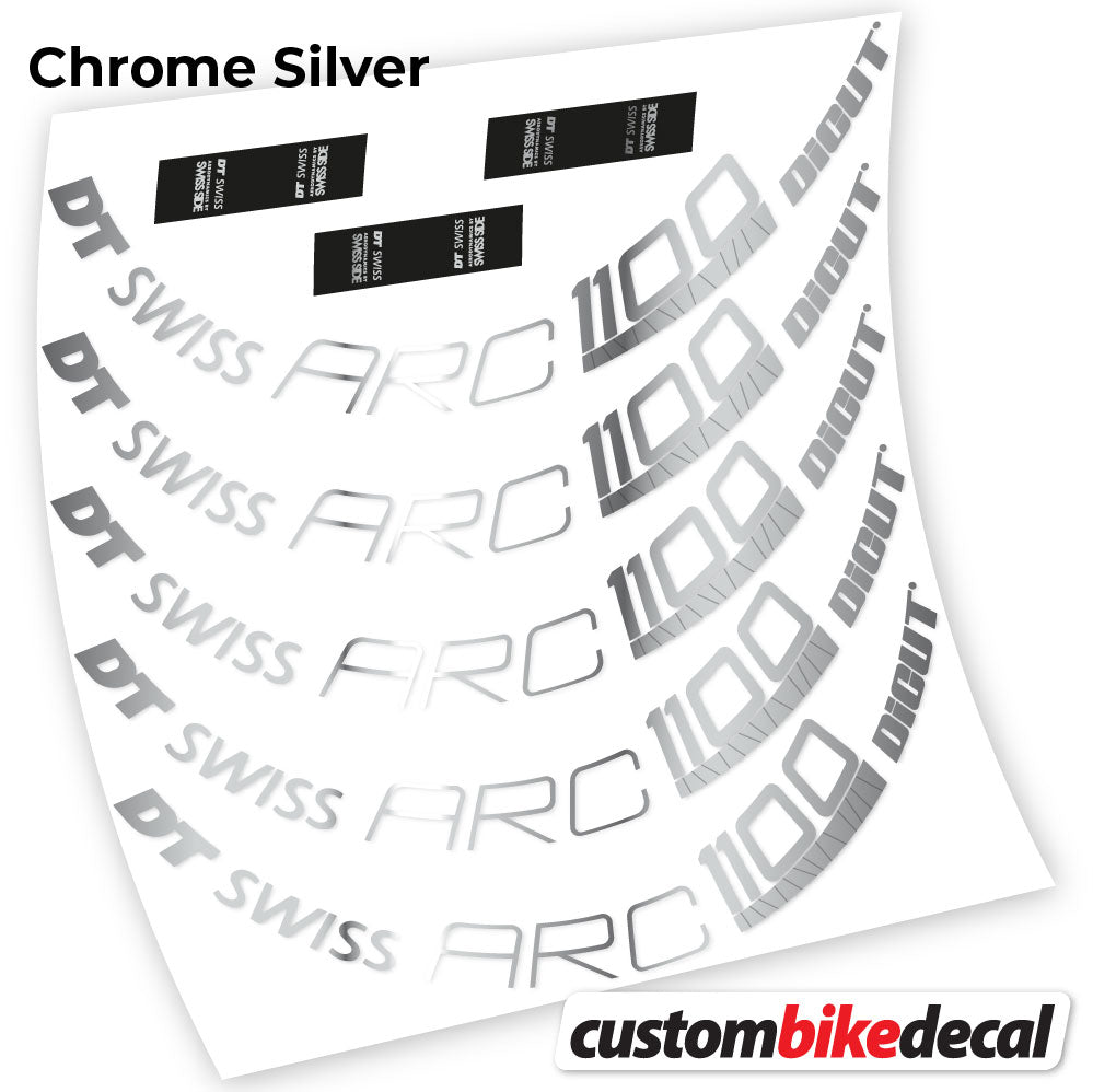Adesivi Cerchi Bici da Corsa DT Swiss ARC 1100 Dicut 80 80 mm in vinile - Argento Cromato