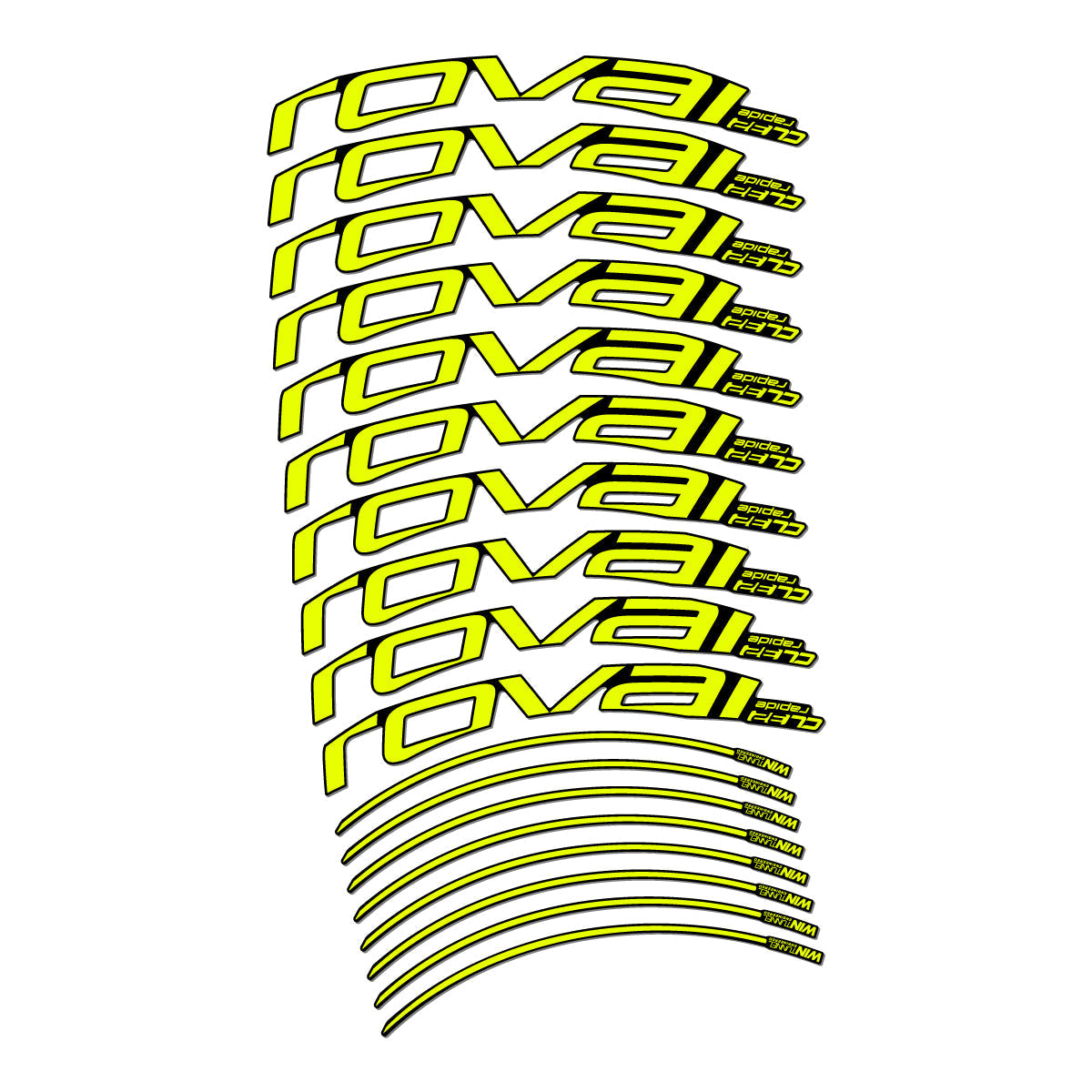 Adesivi Cerchi Bici da Corsa Roval CL 32 Disc 32 mm in vinile - Giallo Neon