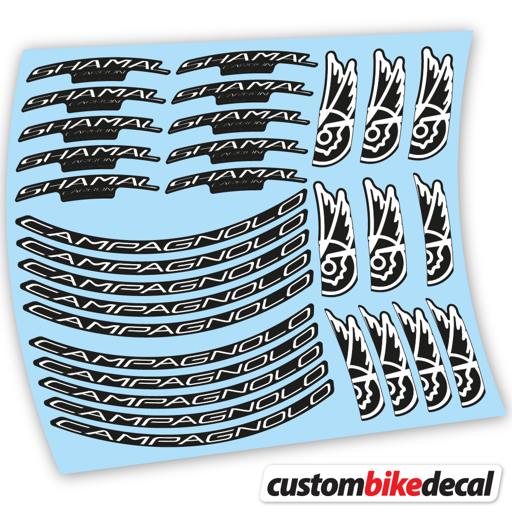 Adesivi Cerchi Bici da Corsa Campagnolo Shamal C21 Carbon 35+40mm in vinile - Bianco