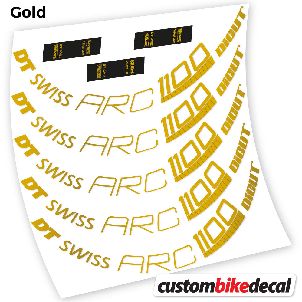 Adesivi Cerchi Bici da Corsa DT Swiss ARC 1100 Dicut 80 80 mm in vinile - Oro