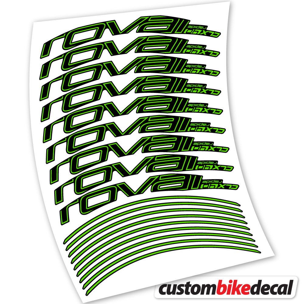 Adesivi Cerchi Bici da Corsa Roval Rapide CLX40 Track brake 40 mm in vinile - Verde Mela