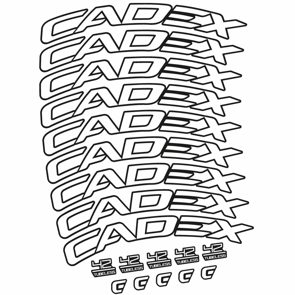 Adesivi Cerchi Bici da Corsa CADEX 42 Tubeless Shoe Brake 42 mm in vinile
