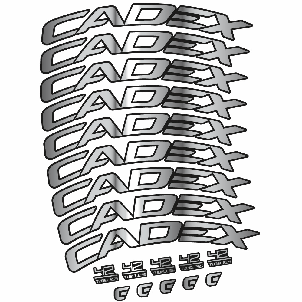Adesivi Cerchi Bici da Corsa CADEX 42 Tubeless Shoe Brake 42 mm in vinile
