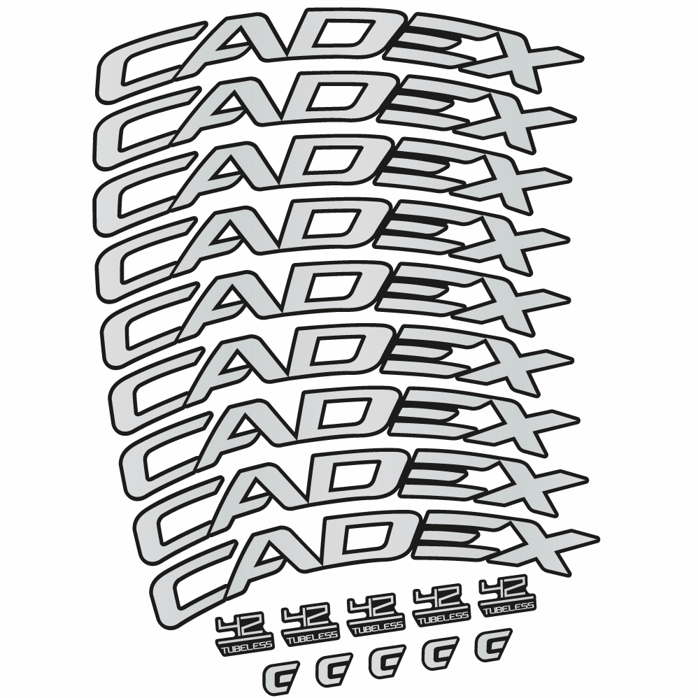 Adesivi Cerchi Bici da Corsa CADEX 42 Tubeless Shoe Brake 42 mm in vinile