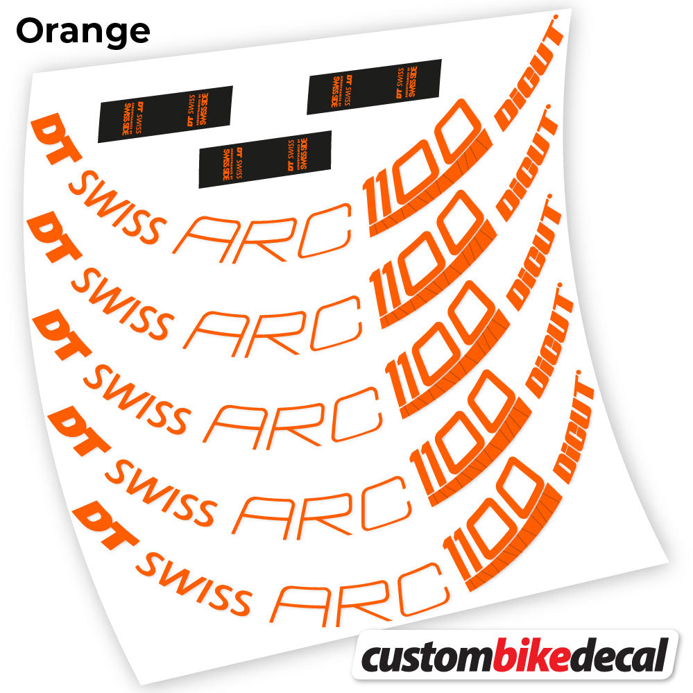 Adesivi Cerchi Bici da Corsa DT Swiss ARC 1100 Dicut 80 80 mm in vinile - Arancione
