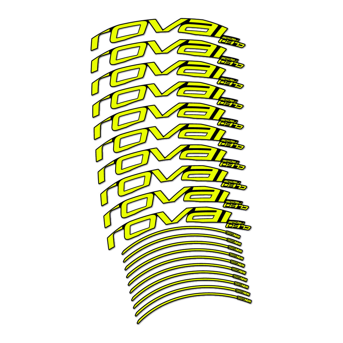 Adesivi Cerchi Bici da Corsa Roval CL 50 2019 freno a pattino 50 mm in vinile - Giallo Fluo