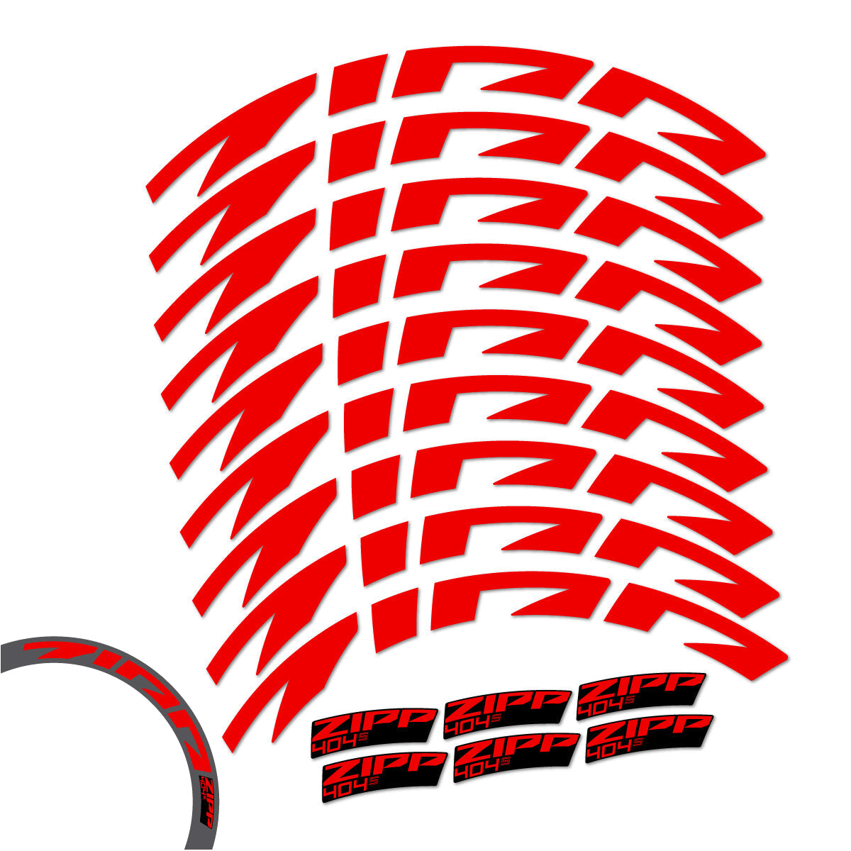 Adesivi Cerchi Bici da Corsa Zipp 404 S 2026 58 mm in vinile - Rosso